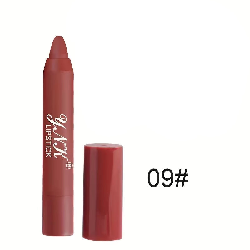 12 Colors Velvet Matte Lipstick Pencil - Waterproof, Long Lasting, Non-Stick