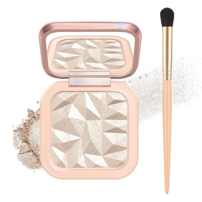 Face Highlighter Palette: Highlighting shimmer powder for a natural glow. Includes mirror and brush.