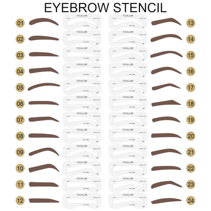 Eyebrow Stamp & Stencil Kit with Reusable Shapes, Sweatproof, Light Brown