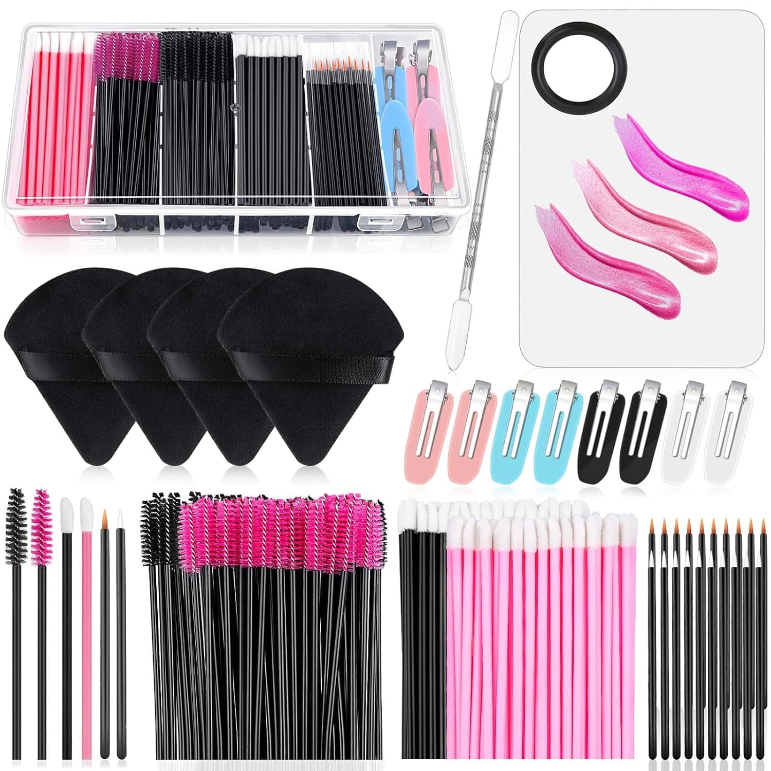 Disposable Makeup Applicators Kit with Triangle Puff & Storage Box