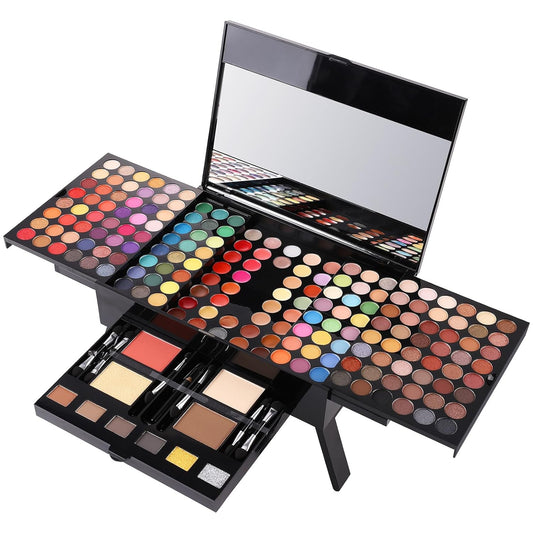 All-in-One Professional Makeup Kit: Eyeshadow, Lip Gloss, Concealer, Eyeliner, Contour, Brow Powder, Blusher, Highlighter & Brushes